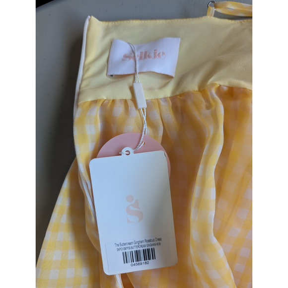 NWT Selkie the Rosebud Mini Dress Size M buttercream Gingham #1J504 - Picture 8 of 10